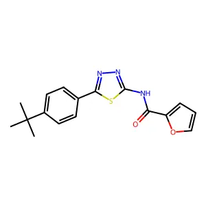 N-[5-(4-tert-butylphenyl)-1,3,4-thiadiazol-2-yl]furan-2-carboxamide structure