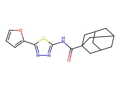 N-[5-(2-furyl)-1,3,4-thiadiazol-2-yl]-1-adamantanecarboxamide structure