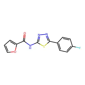N-[5-(4-fluorophenyl)-1,3,4-thiadiazol-2-yl]furan-2-carboxamide structure