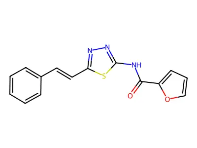 N-[5-[(E)-2-phenylethenyl]-1,3,4-thiadiazol-2-yl]furan-2-carboxamide structure