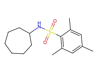 N-cycloheptyl-2,4,6-trimethylbenzene-1-sulfonamide structure