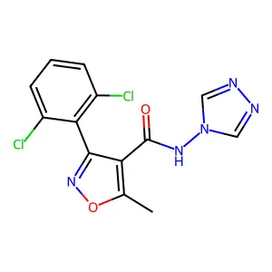 3-(2,6-dichlorophenyl)-5-methyl-N-(1,2,4-triazol-4-yl)-1,2-oxazole-4-carboxamide structure
