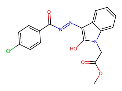 Methyl (3-((4-chlorobenzoyl)hydrazono)-2-oxo-2,3-dihydro-1H-indol-1-YL)acetate structure