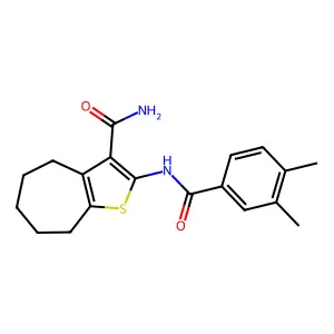 2-(3,4-dimethylbenzamido)-5,6,7,8-tetrahydro-4H-cyclohepta[b]thiophene-3-carboxamide structure