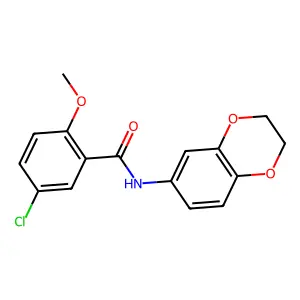 5-chloro-N-(2,3-dihydro-1,4-benzodioxin-6-yl)-2-methoxybenzamide structure