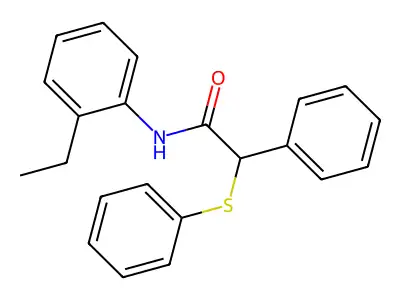 N-(2-ethylphenyl)-2-phenyl-2-phenylsulfanylacetamide structure