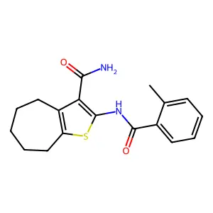 2-(2-methylbenzamido)-5,6,7,8-tetrahydro-4H-cyclohepta[b]thiophene-3-carboxamide structure