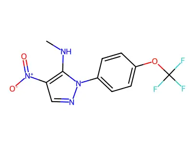 N-methyl-4-nitro-1-[4-(trifluoromethoxy)phenyl]-1H-pyrazol-5-amine structure