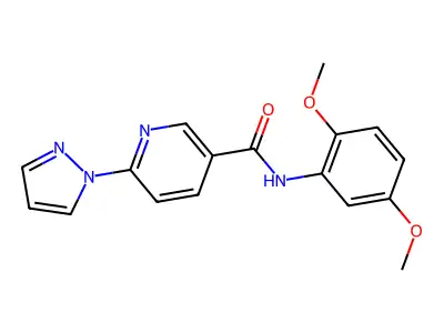 N-(2,5-dimethoxyphenyl)-6-(1H-pyrazol-1-yl)nicotinamide structure