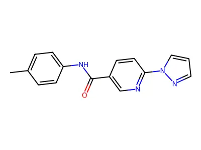 N-(4-methylphenyl)-6-(1H-pyrazol-1-yl)nicotinamide structure