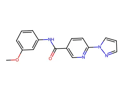 N-(3-methoxyphenyl)-6-(1H-pyrazol-1-yl)nicotinamide structure