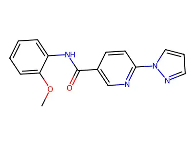 N-(2-methoxyphenyl)-6-(1H-pyrazol-1-yl)nicotinamide structure