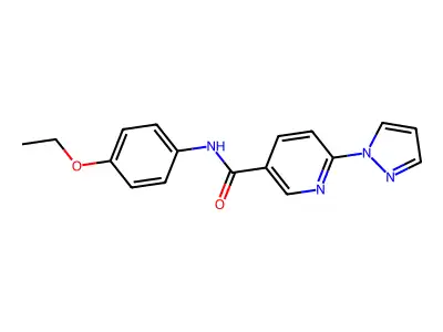 N-(4-ethoxyphenyl)-6-(1H-pyrazol-1-yl)nicotinamide structure
