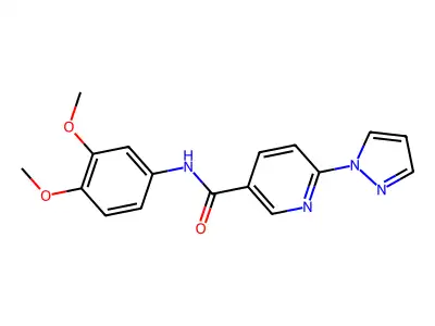N-(3,4-dimethoxyphenyl)-6-(1H-pyrazol-1-yl)nicotinamide structure