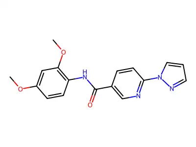 N-(2,4-Dimethoxyphenyl)-6-(1H-pyrazol-1-yl)-3-pyridinecarboxamide structure