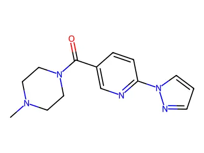 (4-methylpiperazino)[6-(1H-pyrazol-1-yl)-3-pyridinyl]methanone structure