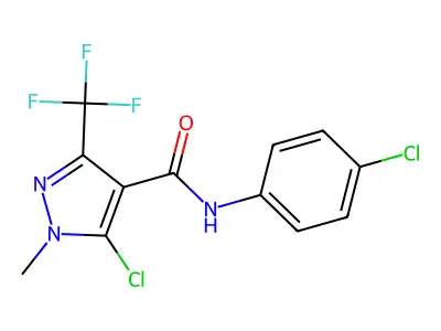 5-chloro-N-(4-chlorophenyl)-1-methyl-3-(trifluoromethyl)-1H-pyrazole-4-carboxamide structure