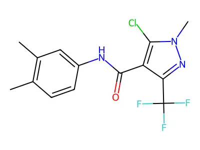 5-chloro-N-(3,4-dimethylphenyl)-1-methyl-3-(trifluoromethyl)-1H-pyrazole-4-carboxamide structure