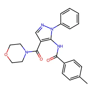 4-methyl-N-[4-(morpholine-4-carbonyl)-2-phenylpyrazol-3-yl]benzamide structure