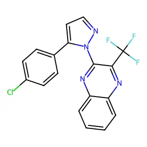 2-[5-(4-chlorophenyl)-1H-pyrazol-1-yl]-3-(trifluoromethyl)quinoxaline structure
