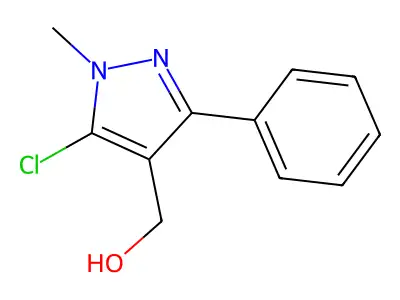 (5-chloro-1-methyl-3-phenyl-1H-pyrazol-4-yl)methanol structure
