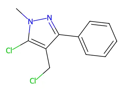 5-chloro-4-(chloromethyl)-1-methyl-3-phenyl-1H-pyrazole structure