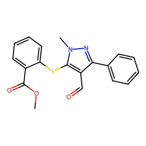 methyl 2-[(4-formyl-1-methyl-3-phenyl-1H-pyrazol-5-yl)sulfanyl]benzenecarboxylate structure