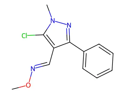 1-(5-chloro-1-methyl-3-phenylpyrazol-4-yl)-N-methoxymethanimine structure