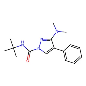 N-(tert-butyl)-3-(dimethylamino)-4-phenyl-1H-pyrazole-1-carboxamide structure