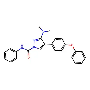 3-(dimethylamino)-4-(4-phenoxyphenyl)-N-phenyl-1H-pyrazole-1-carboxamide structure
