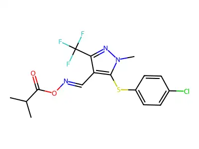 ({5-[(4-CHLOROPHENYL)SULFANYL]-1-METHYL-3-(TRIFLUOROMETHYL)PYRAZOL-4-YL}METHYLIDENE)AMINO 2-METHYLPROPANOATE structure