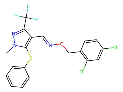 1-methyl-5-(phenylsulfanyl)-3-(trifluoromethyl)-1H-pyrazole-4-carbaldehyde O-(2,4-dichlorobenzyl)oxime structure