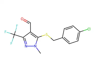 5-[(4-chlorobenzyl)sulfanyl]-1-methyl-3-(trifluoromethyl)-1H-pyrazole-4-carbaldehyde structure