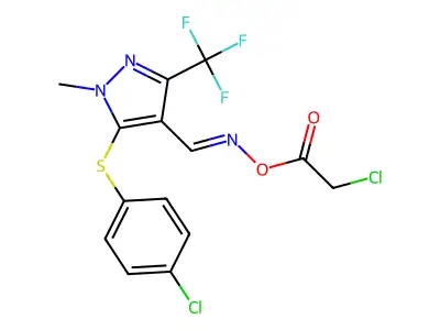 [[5-(4-chlorophenyl)sulfanyl-1-methyl-3-(trifluoromethyl)pyrazol-4-yl]methylideneamino] 2-chloroacetate structure