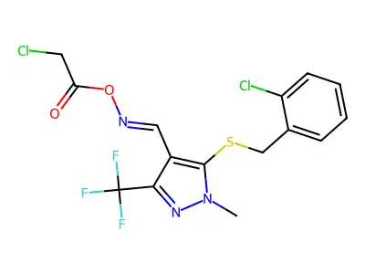 [[5-[(2-chlorophenyl)methylsulfanyl]-1-methyl-3-(trifluoromethyl)pyrazol-4-yl]methylideneamino] 2-chloroacetate structure