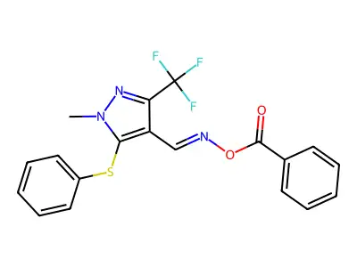 [[1-methyl-5-phenylsulfanyl-3-(trifluoromethyl)pyrazol-4-yl]methylideneamino] benzoate structure
