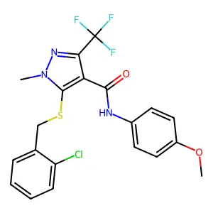 5-[(2-chlorobenzyl)sulfanyl]-N-(4-methoxyphenyl)-1-methyl-3-(trifluoromethyl)-1H-pyrazole-4-carboxamide structure
