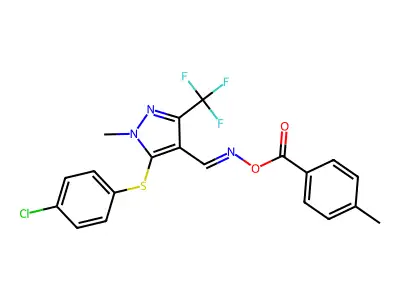 [[5-(4-chlorophenyl)sulfanyl-1-methyl-3-(trifluoromethyl)pyrazol-4-yl]methylideneamino] 4-methylbenzoate structure