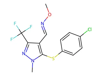 ({5-[(4-chlorophenyl)sulfanyl]-1-methyl-3-(trifluoromethyl)pyrazol-4-yl}methylidene)(methoxy)amine structure