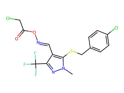 [[5-[(4-chlorophenyl)methylsulfanyl]-1-methyl-3-(trifluoromethyl)pyrazol-4-yl]methylideneamino] 2-chloroacetate structure