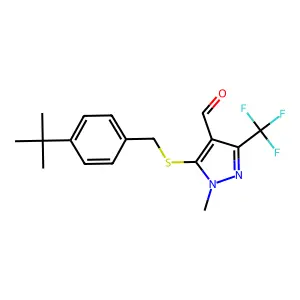 5-(4-tert-Butylbenzylthio)-1-methyl-3-(trifluoromethyl)-1H-pyrazole-4-carboxaldehyde structure