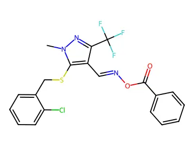 [(5-{[(2-CHLOROPHENYL)METHYL]SULFANYL}-1-METHYL-3-(TRIFLUOROMETHYL)PYRAZOL-4-YL)METHYLIDENE]AMINO BENZOATE structure