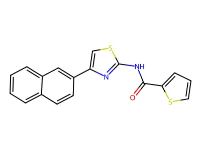 N-[4-(naphthalen-2-yl)-1,3-thiazol-2-yl]thiophene-2-carboxamide structure