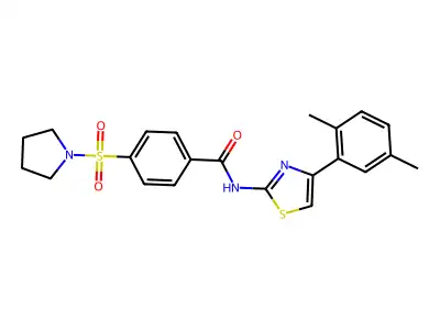 N-(4-(2,5-dimethylphenyl)thiazol-2-yl)-4-(pyrrolidin-1-ylsulfonyl)benzamide structure