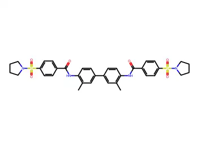 N,N'-(3,3'-dimethyl-[1,1'-biphenyl]-4,4'-diyl)bis(4-(pyrrolidin-1-ylsulfonyl)benzamide) structure