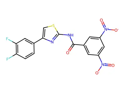 N-[4-(3,4-difluorophenyl)-1,3-thiazol-2-yl]-3,5-dinitrobenzamide structure