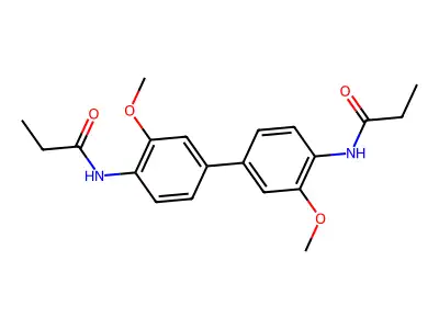 N-[2-methoxy-4-[3-methoxy-4-(propanoylamino)phenyl]phenyl]propanamide structure