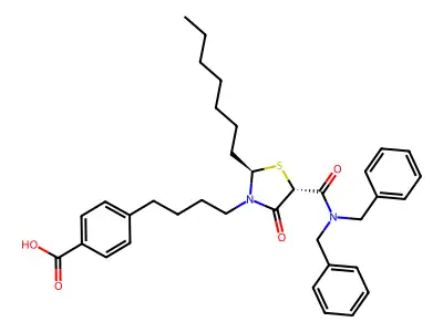(+/-)(2S,5S)-3-(4-(4-Carboxyphenyl)butyl)-2-heptyl-4-oxo-5-thiazolidine structure