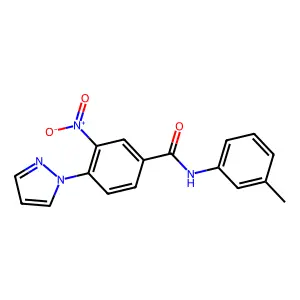 N-(3-methylphenyl)-3-nitro-4-(1H-pyrazol-1-yl)benzenecarboxamide structure