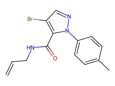 N-allyl-4-bromo-1-(4-methylphenyl)-1H-pyrazole-5-carboxamide structure